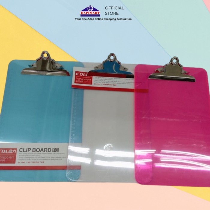 

Clip Board Transparant Butterfly Clip DL1042 Papan Ujian Transparant