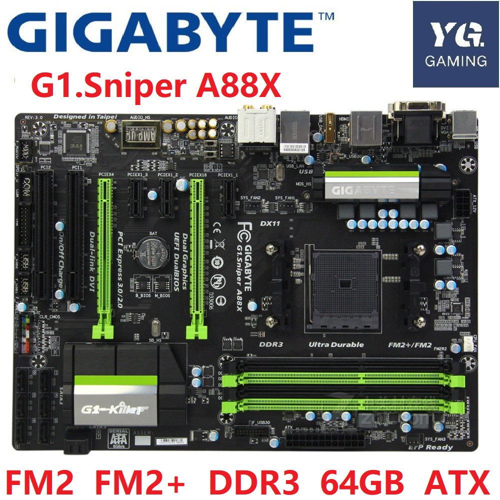 Gigabyte G1.Sniper A88X DDR3 Socket FM2 A88 32GB USB3.0 SATA3 Desktop Motherboard asli bekas |umq1eG