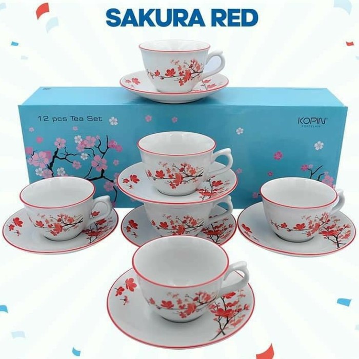 6 Pasang Cangkir Set / Cangkir + Saucer Kopin Sakura