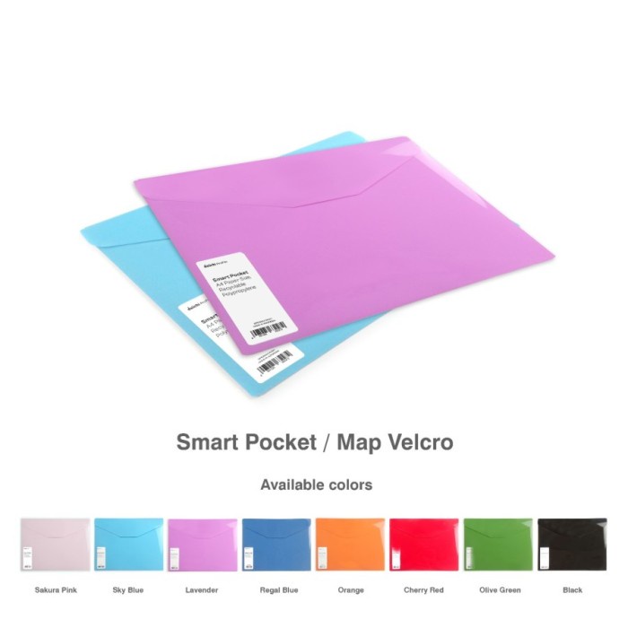 

TERBARU Map Plastik Daiichi Smart Pocket Velcro Solid Color A4 (1pack = 12pcs) BISA GRAB!