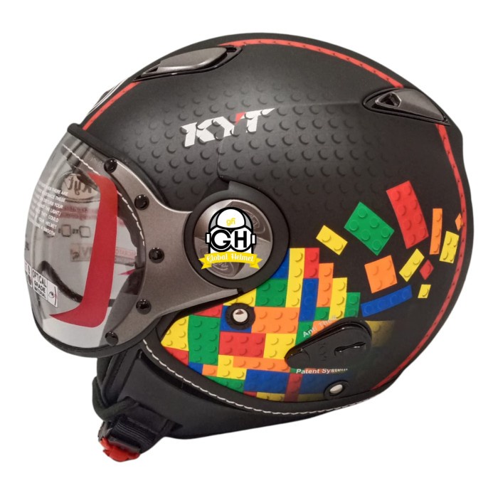 Helm Kyt Elsico #5 Black Matt Red Kyt Half Face