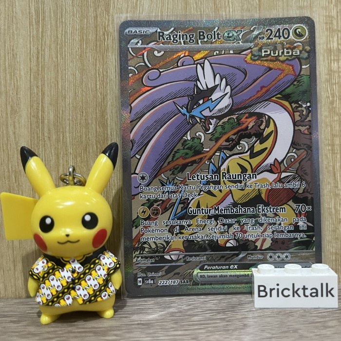 (BRI) Kartu Pokemon TCG sv8a Raging Bolt ex SAR Purba 222/187 Trading Card Game Indonesia Scarlet & 