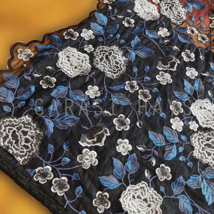 Kain Pesta Import Metallic Embroidery Tulle Tile Bordir Metalik Korea