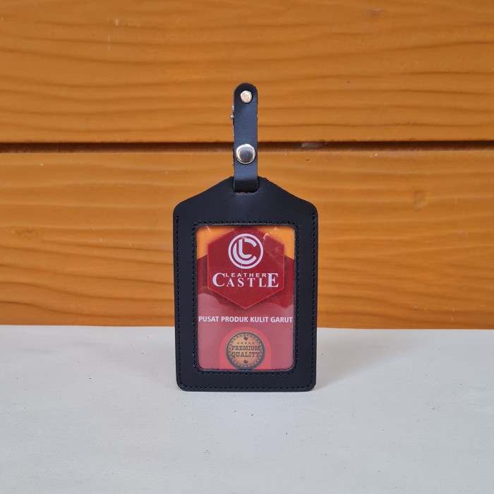 

Id Card Holder Name Tag Kulit Hitam Jepit Saku Kartu Identitas Kode 1010