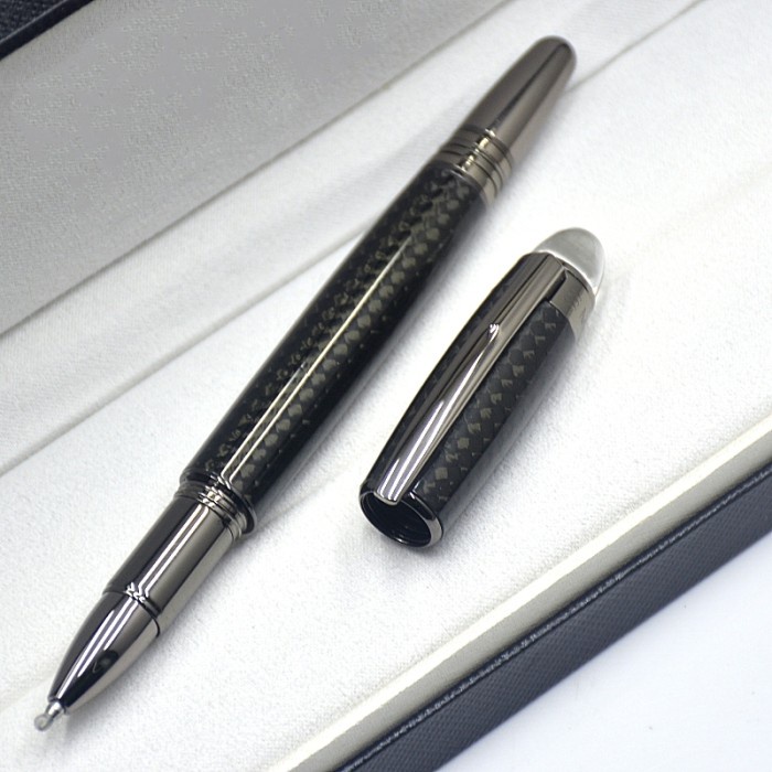 

PROMO SPECIAL Luxury MB Black Carbon Fibre Crystal Star Rollerball Pen Ballpoint Pen Office School