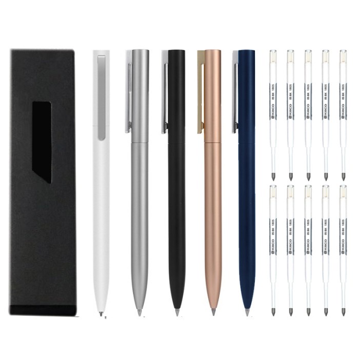 

STOK TERBATAS Metal Gel Pen White Pen Rotating 0.5mm Refill With Xiaomi Mi Pen Black ink Ballpoint