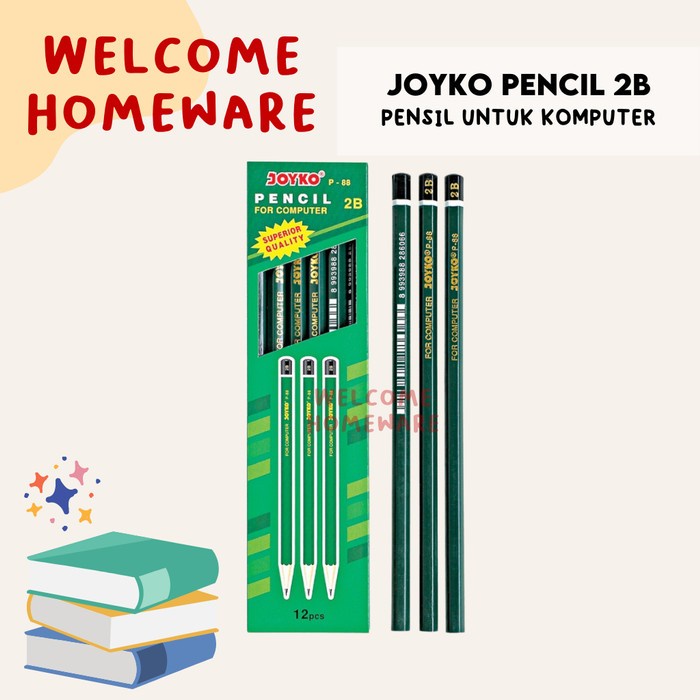 

PROMO Joyko Pensil Komputer 2B Hijau Sekolah Ujian Menulis Kayu P 88 Satuan