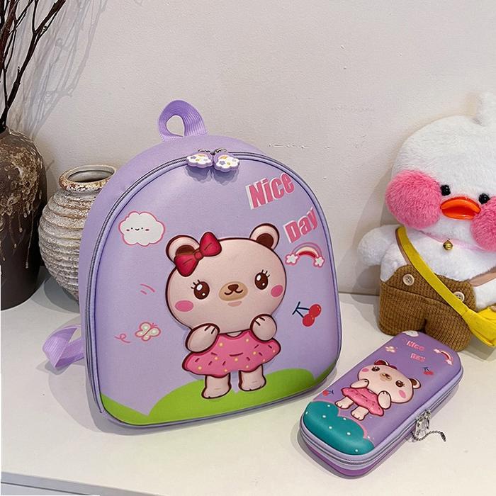 

DISKON Kinokimi - Tas Sekolah Anak Bear+Kotak Pensil Tas Ransel Beruang Anak Anti Air Tas Anak