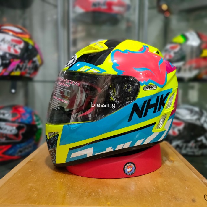 Nhk Gp Pro Fox Yelow Flo Ligh Blue Helm Full Face