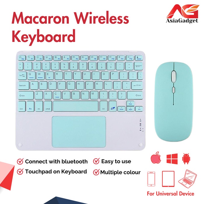Wireless Keyboard Mouse 10inch Macaron Colourful / Touch Keyboard