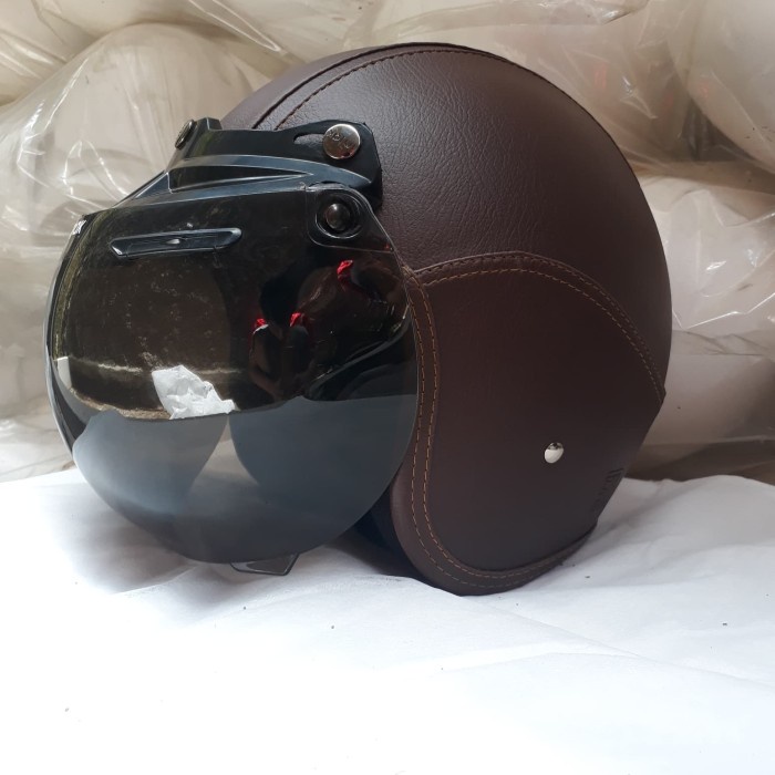 Helm Kulit Full Coklat