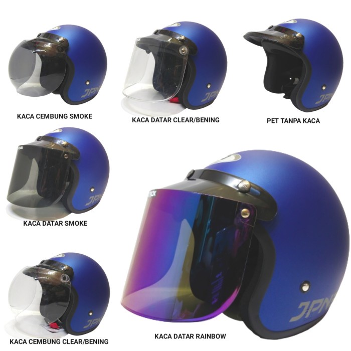 Helm Bogo Retro Jpn Biru Navy Doff