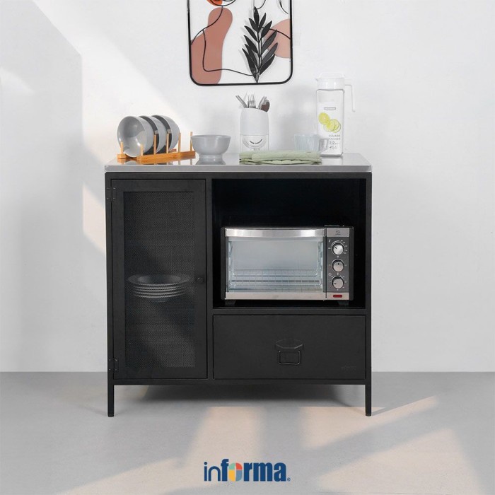 Informa Levon Kabinet Dapur Low Metal - Hitam