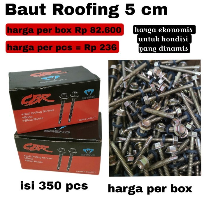 Sekrup Roofing 5 Cm / Roofing Kepala 8Mm Ekonomis 5 Cm Harga Per Dus
