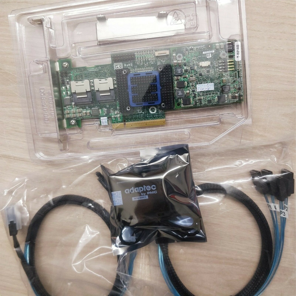 ARTA Adaptec Raid Controller ASR-6805T 8 Ports PCIE2 x8 512MB+BBU Battery+2*8087