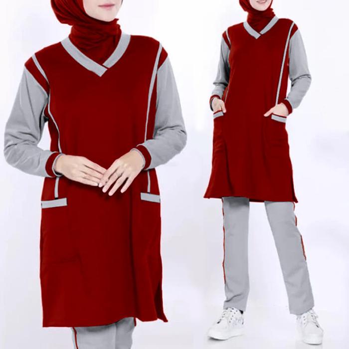 SETELAN SENAM TUNIK WANITA Baju Setelan Pakaian Tunik Wanita Muslimah Olahraga Senam Zumba JUMBO XL