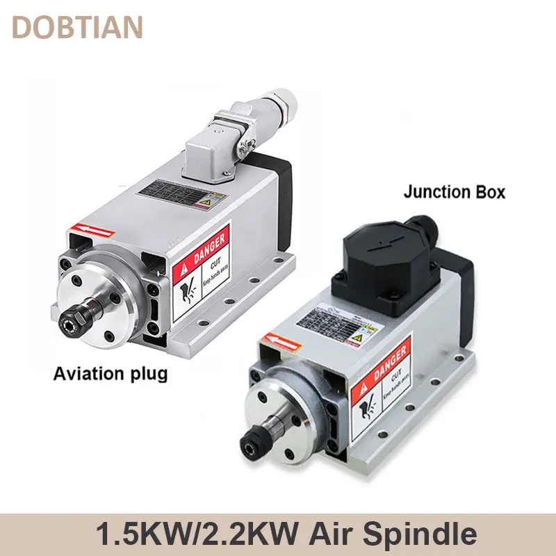ROD 1.5KW 2.2KW Air Cooling Square Spindle 110V 220V 3phase 24000RPM ER11 With Terminal Box or Aviat