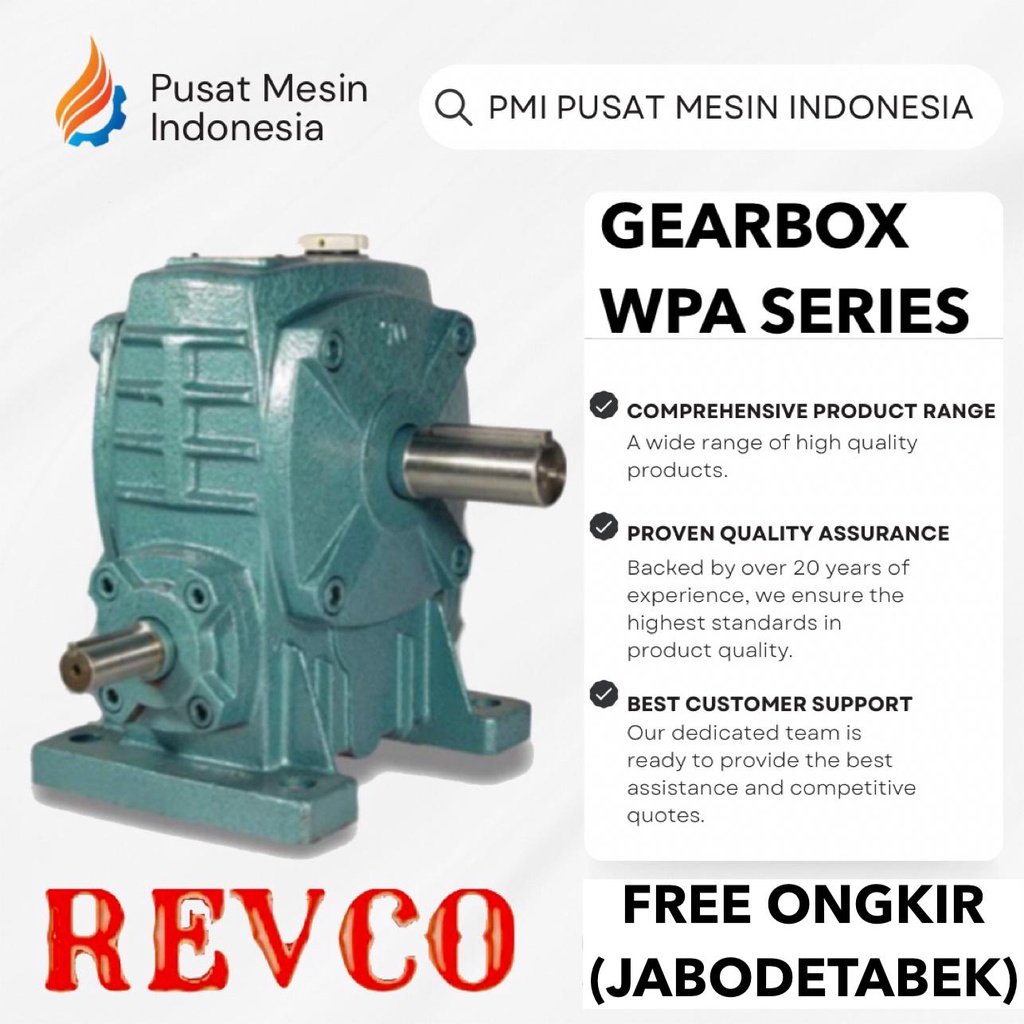 GEAR BOX REVCO WPA 50 WORM GEAR REDUCER RATIO 1:10-60/ GEARBOX WPA/ GEARBOX SPEED REDUCER WPA/ GEARB