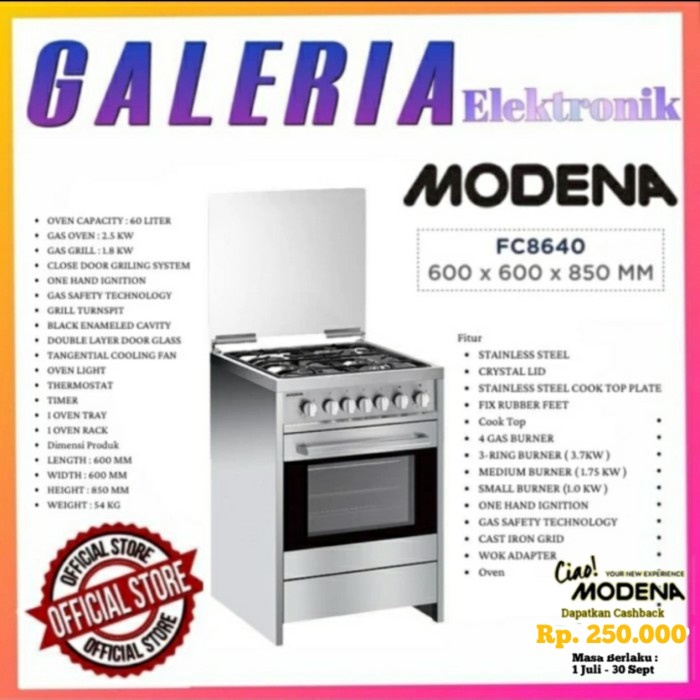 KOMPOR MODENA FREE STANDING COOKER FC8640 / FC 8640 / FC-8640