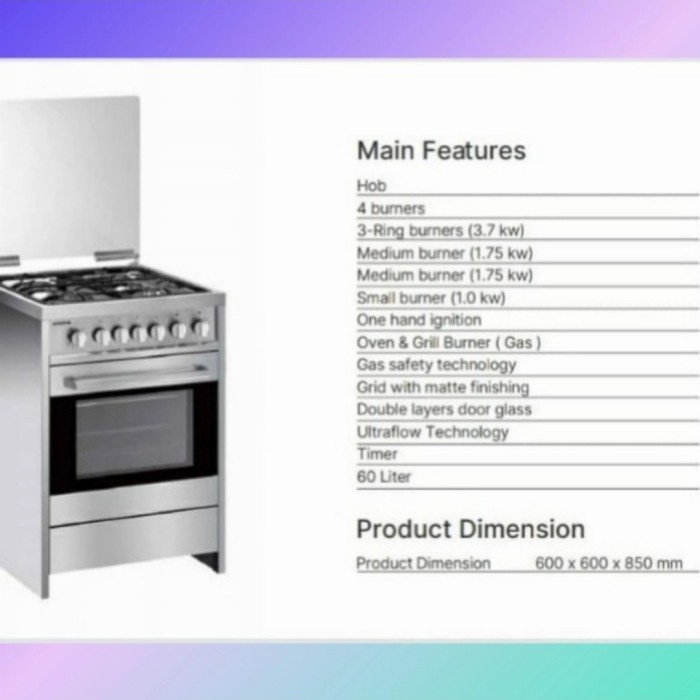 MODENA KOMPOR FREESTANDING FC 8640 S / FC8640 GARANSI