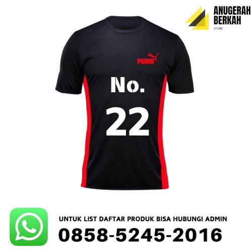 No List 22-Jersey Polos Futsal Hitam Garis Merah Kode Custom -Ze20