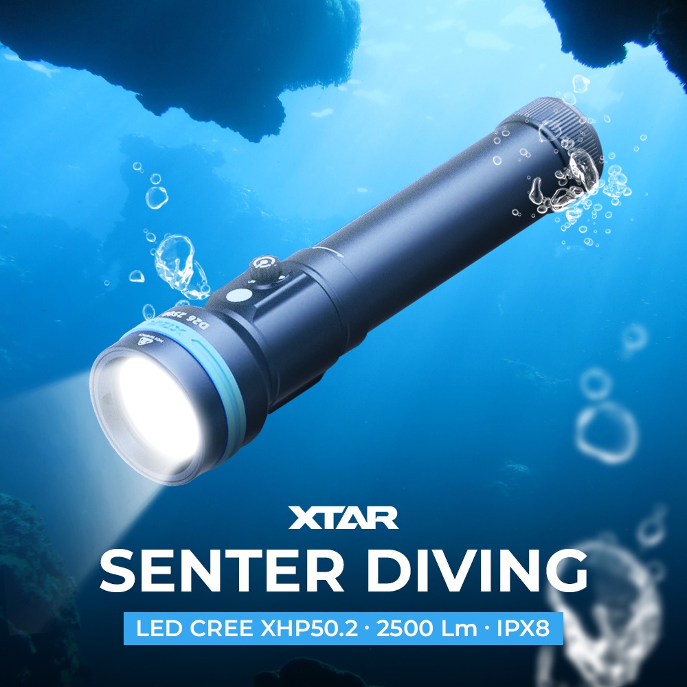 Senter Diving LED CREE XHP50.2 2500 Lumens IPX8 Long Version