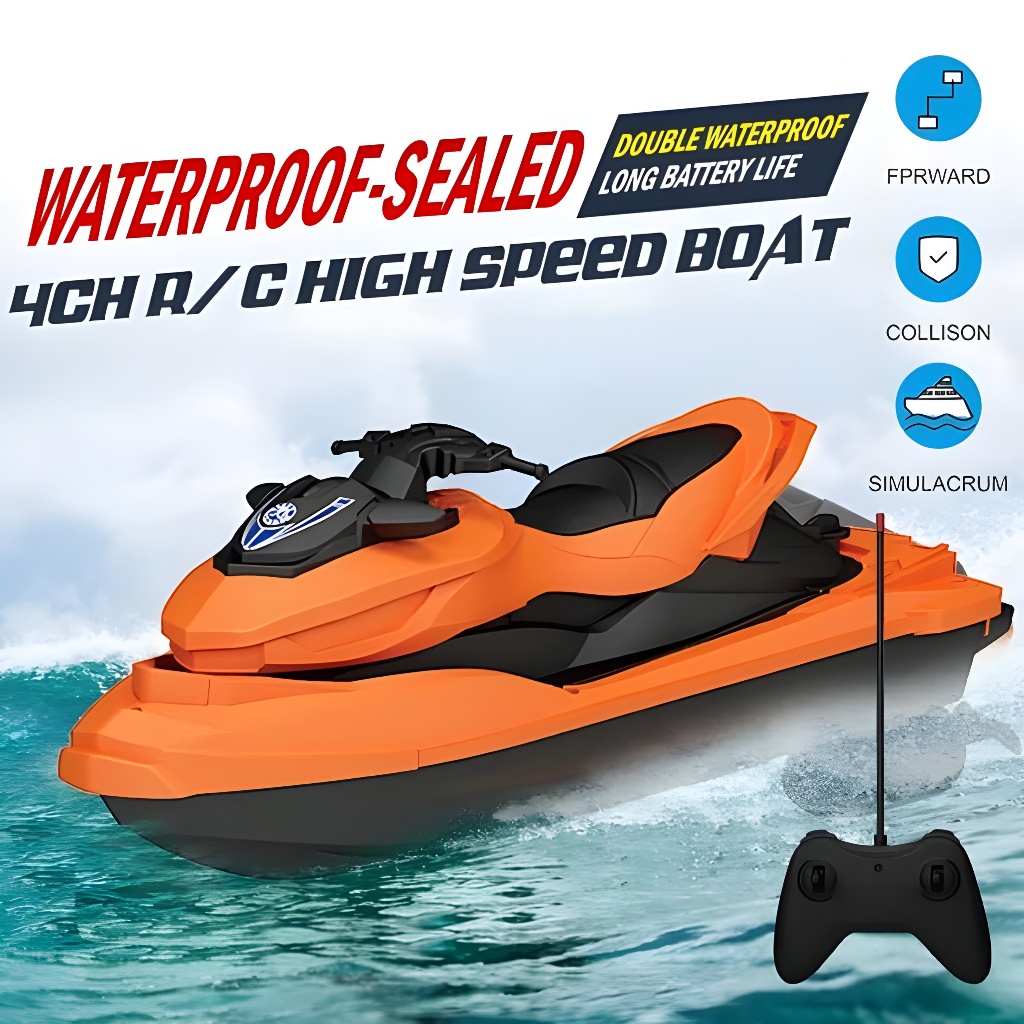 Awet Toy Studio Mainan Air Kapal Rc Remote Control Double Propeller Speedboat & Jetski Ngapung &