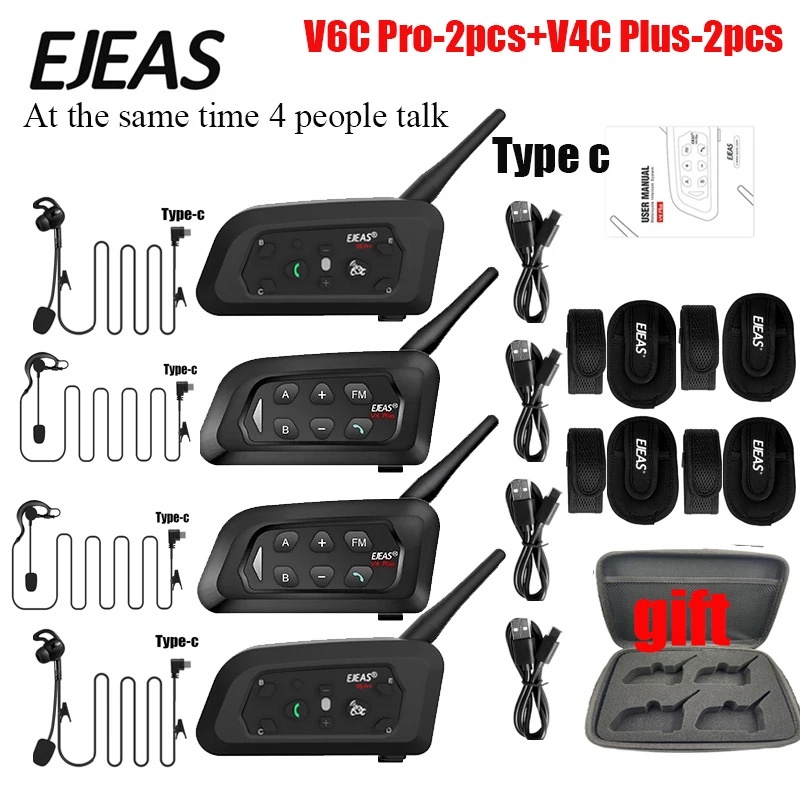 VID EJEAS 2pcsV6 +2pcsV4 Referee Intercom Headset Bluetooth 5.1 Referee Communication System Footbal