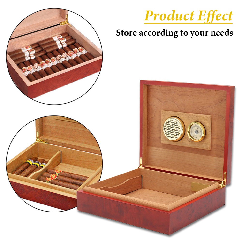 NAUX 20Count Cedar Wood Cigar Humidor Box Portable Travel Cigar Storage Case Box With Humidifier Hyg