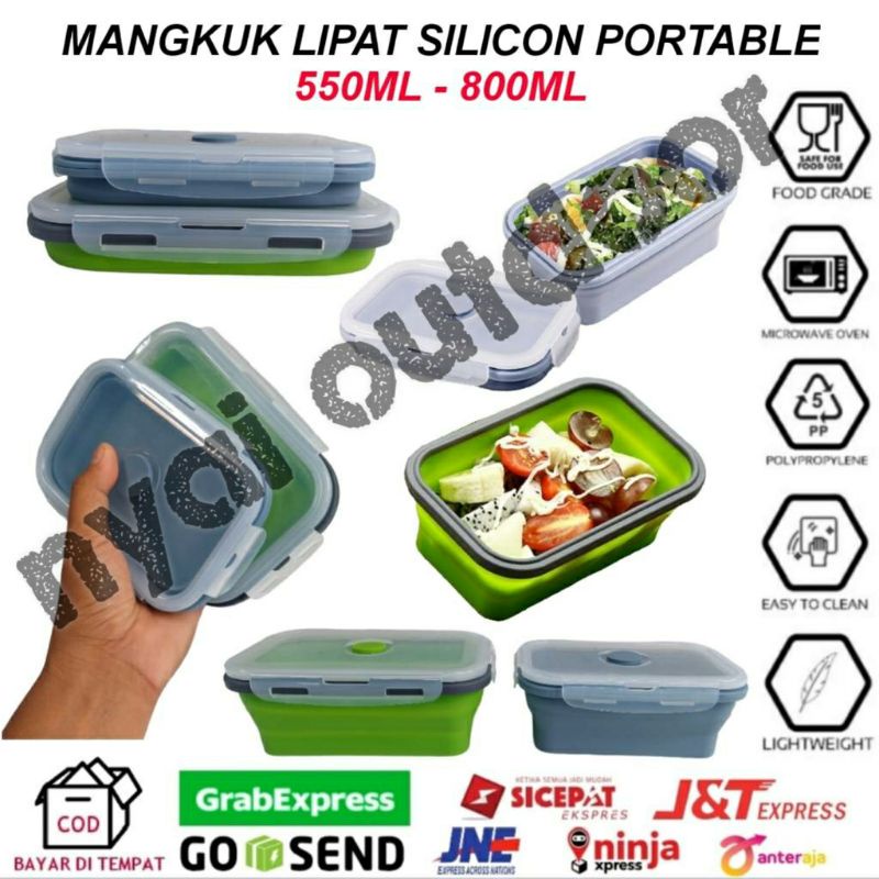 Disc Kotak Makan Mangkok Lipat Portable Camping Travelling