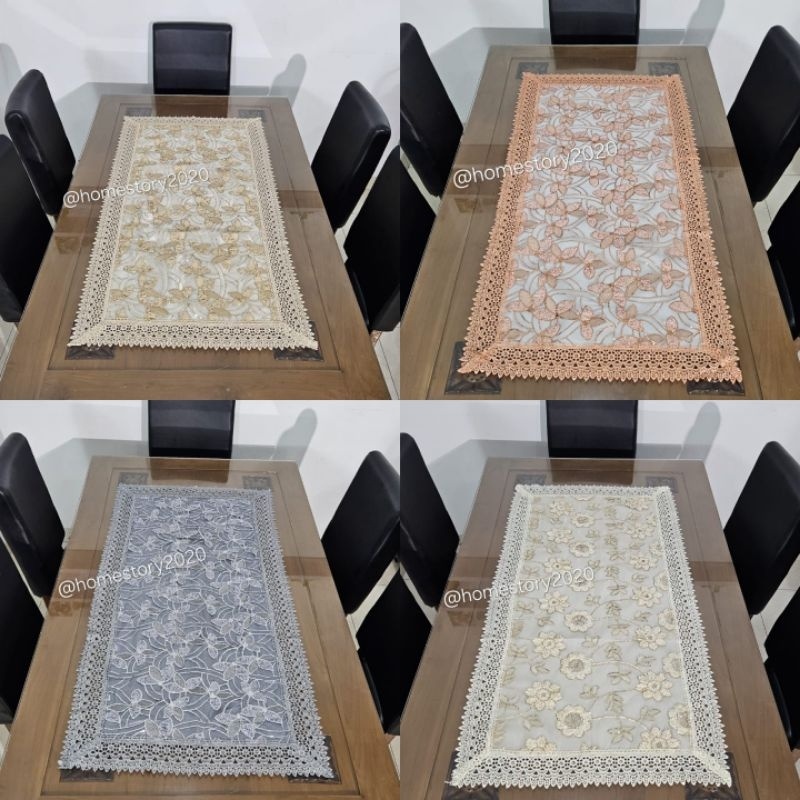 Hotss Taplak Meja Tamu Katun Renda Organdi Impor Taplak Meja Ruang Tamu Ukuran 60Cmx120Cm