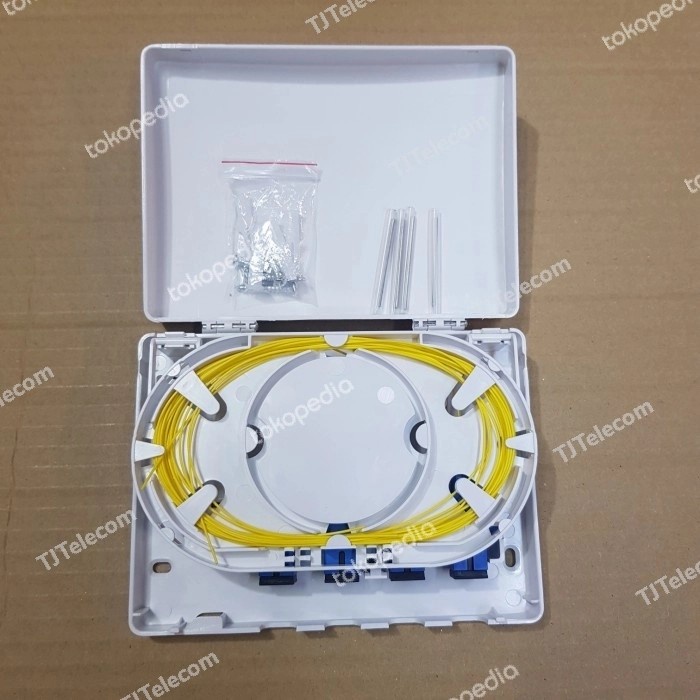 Roset optik / roset FTTH 4 core SC lengkap adaptor + pigtail