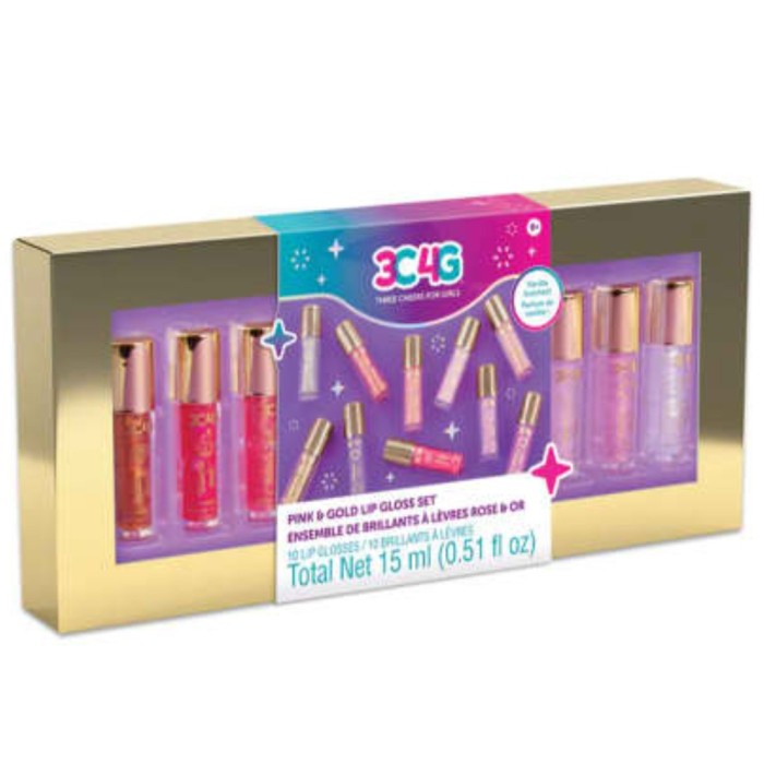 Mainan Lip Gloss Anak Make It Real Pink & Gold 10 Set