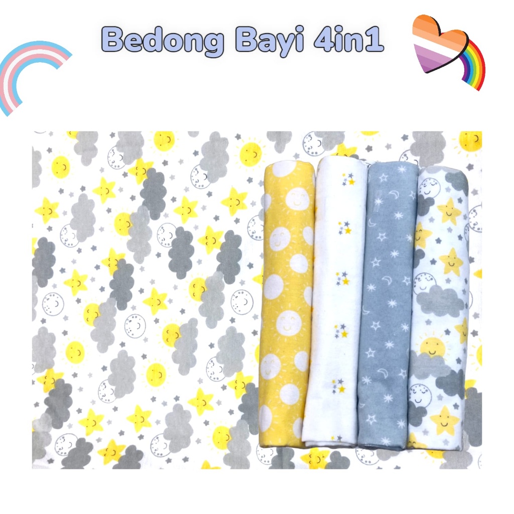 Rekomendasi Terbaik  Bedong Bayi 4Pcs Jumbo Katun Selimut Bayi Alas Stroller Bayi Swaddle Baby