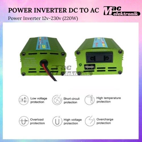 Flashshow Power Inverter Sunpro 220W DC 12V TO AC 220V / Power Inverter DC ke AC 12V / Inverter 12