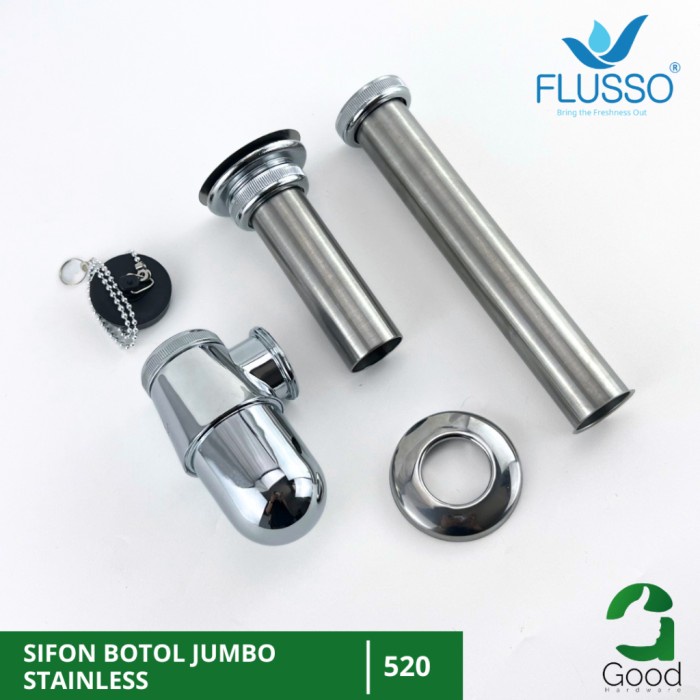 Flashshow Flusso Sifon Botol Stainless Sifon Pembuangan Wastafe Cuci Tangan Jumbo Afur Wastafel 520