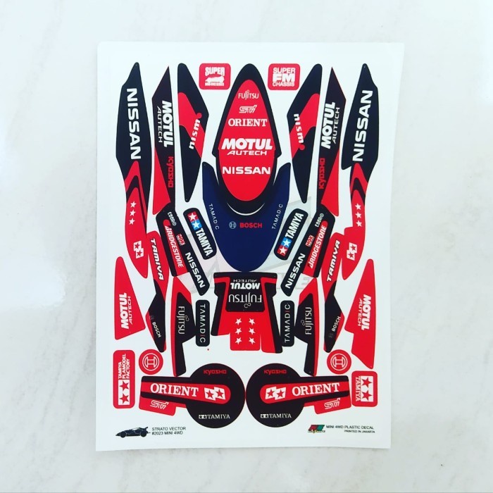 Flashshow Decal Strato Vector Motul - Body Hitam Kombinasi Merah - Vinnyl