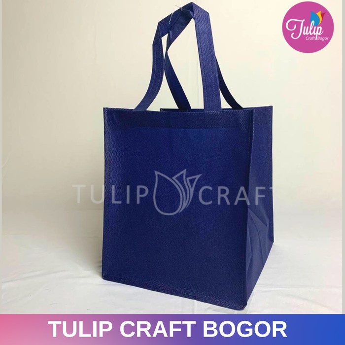 Flashshow Tas Spunbond 26x26x28cm Kotak Nasi box Biru Navy Goodiebag