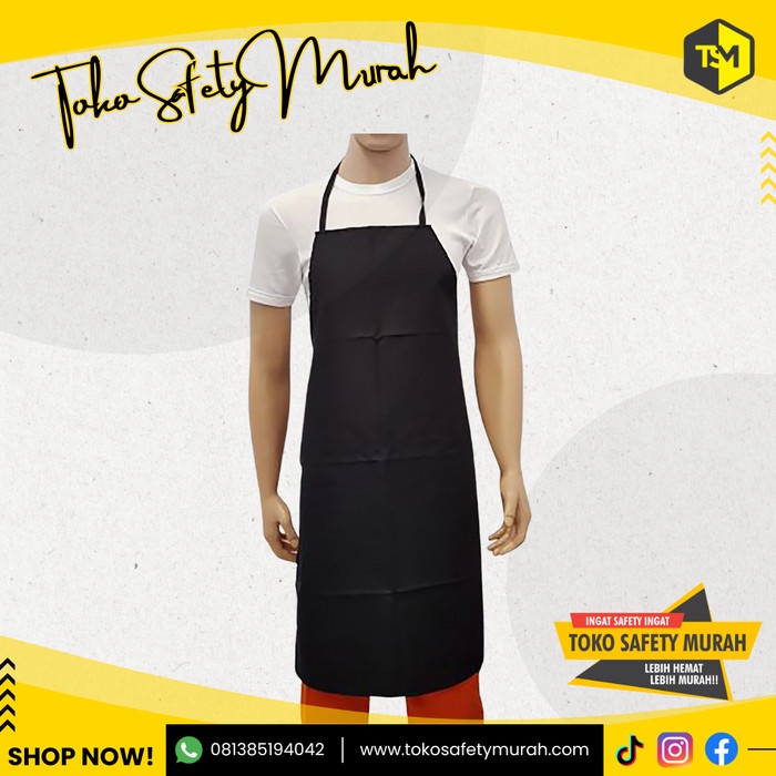 Apron Drill Warna Hitam Polos Murah Celemek Kain Celemek Masak Koki