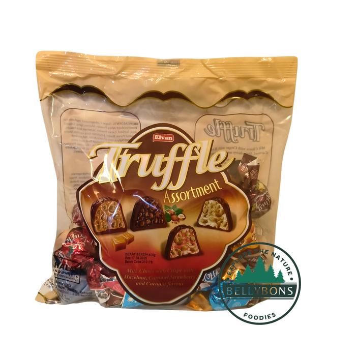 

Coklat Elvan Arab Turki Truffle Chocolate Assortment Caramel Hazelnut Coconut Strawberry Kemasan Bag