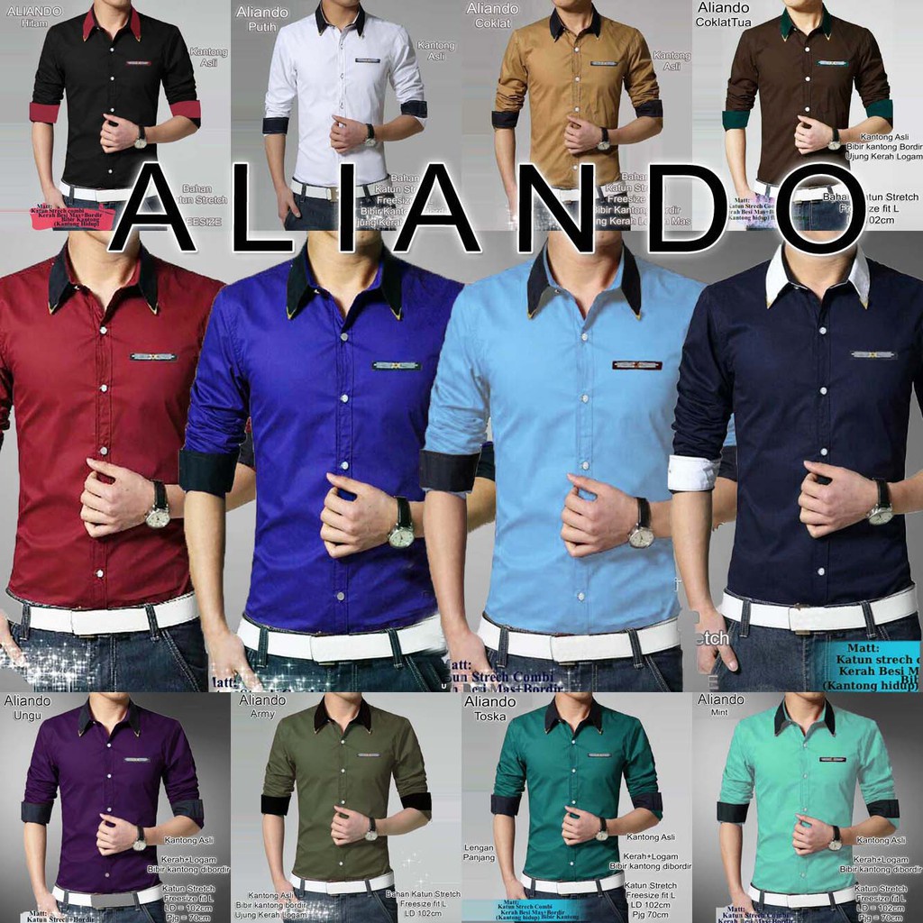 Vinnzz Kemeja Pria ALIANDO 12 warna , tanah abang itc mangga dua hem baju cowok gosend