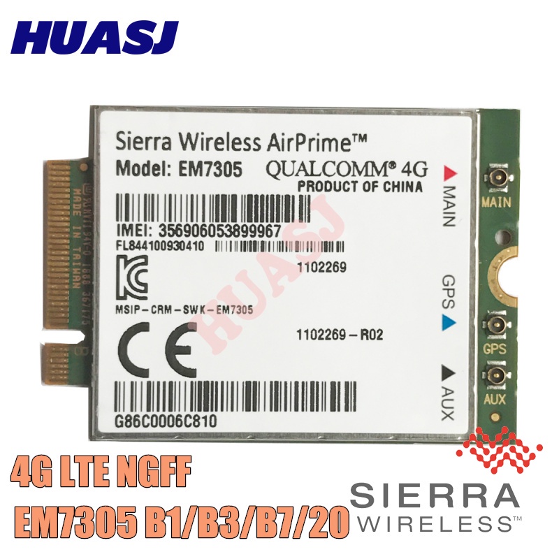 MCC Huasj new Sierra Wireless EM7305 Embedded Module is an M.2 modem 4G LTE B1 B3 B7 B20 SKU 1102269