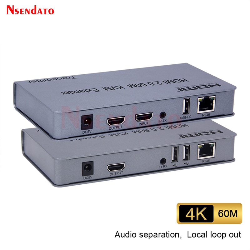 MCC KVM Extender HDMI RJ45 4K 60Hz 60m KVM HDMI Extender With USB KVM HDMI over Cat6 HDMI KVM Ethern