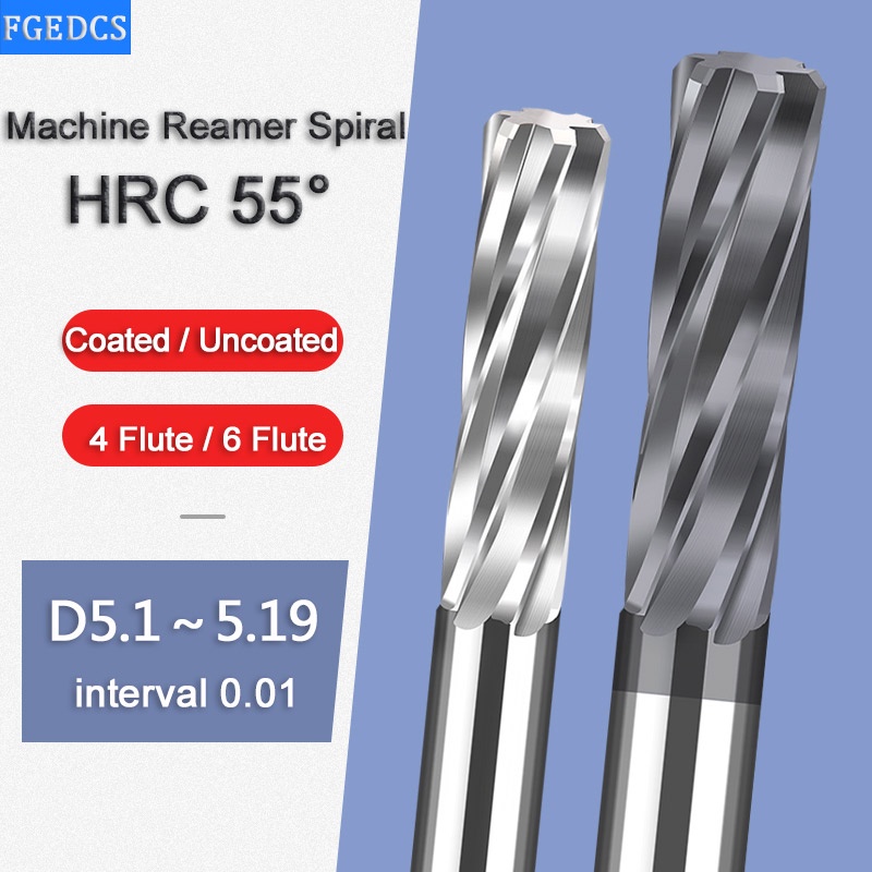 DIYQU Carbide Machine Reamer Spiral 5.1 5.11 5.12 5.13 5.14 5.19 5.16 5.17 5.18 Metal Cutter 4 Flute