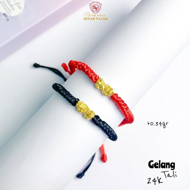 Gelang emas tali super fashion Liontin Pixiu 24K Gold