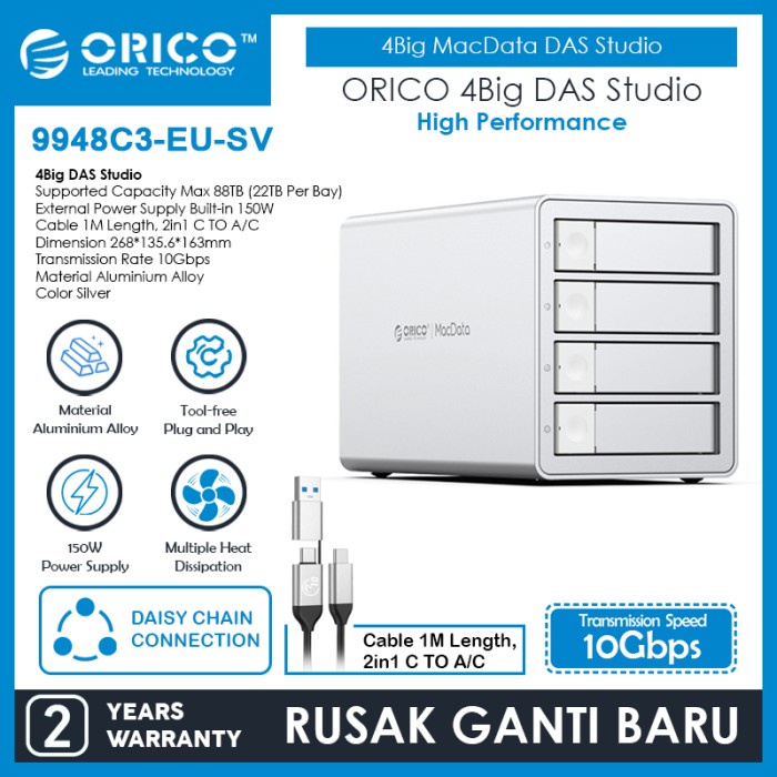 KODE B ORICO 4Big MacData DAS Studio 4 Bay HDD Enclosure SSD Enclosure DaisyChain Enclosure USB-C