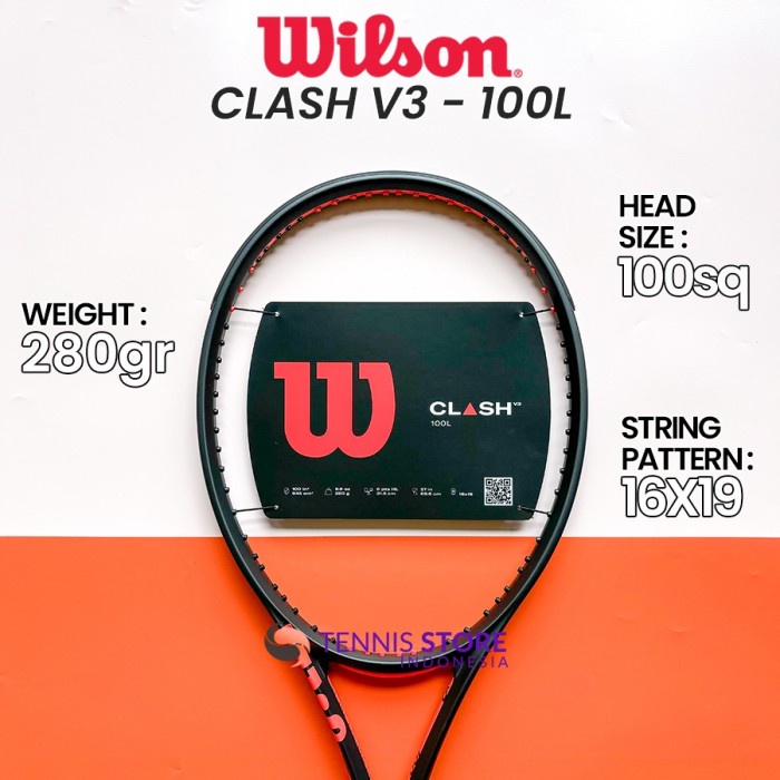 Raket Tenis Wilson CLASH V3 100L - 100sq / 280gr