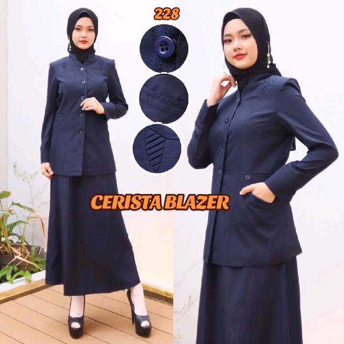 Seragam Guru Navy Katun/tipis set Rok A (228)