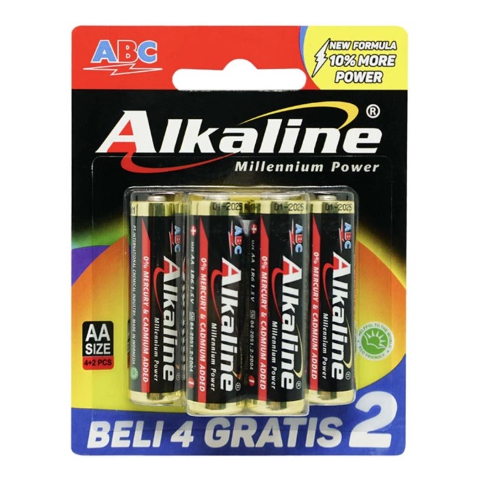 BATERAI ABC ALKALINE AA A2 PERKARTON 4+2 BATERAI AA ( 432 PCS ) KODE 311