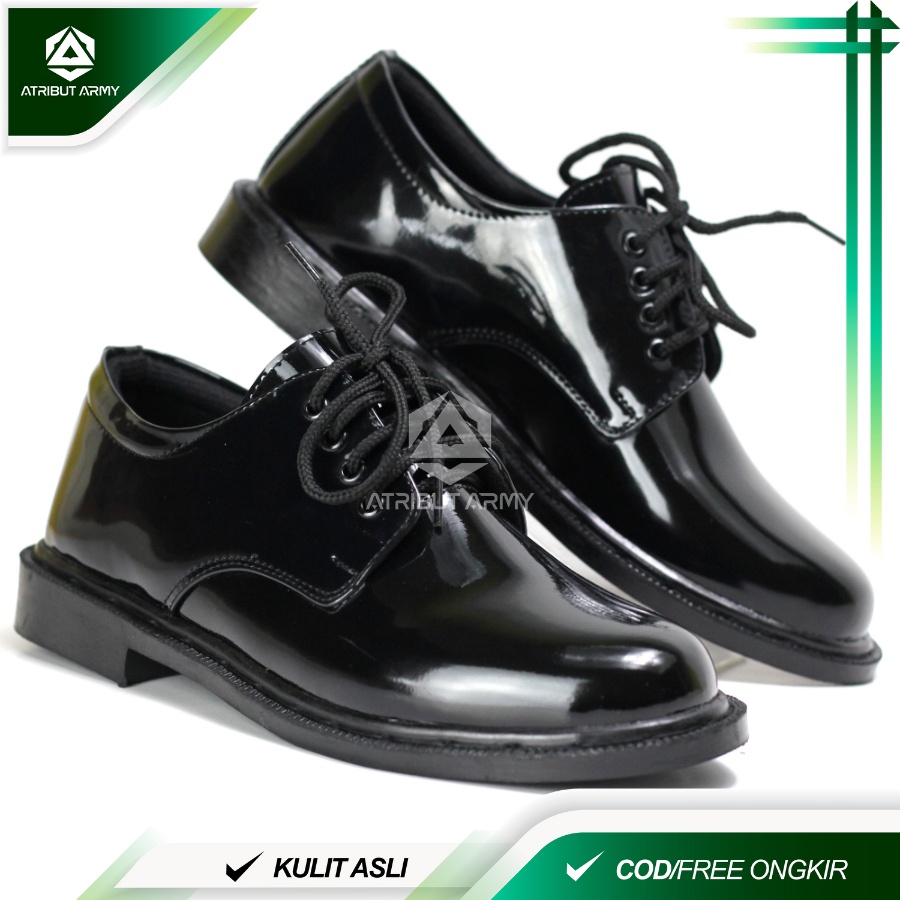 Promo Sepatu Pdh Kulit Asli 01 Pendek Tni Sepatu Kerja Dinas Kulit Hitam Kilap Tali Pria Satpam